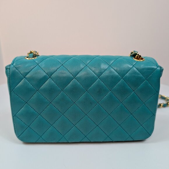 Chanel Vintage Teal Mini Rectangular Flap Bag - Picture 4 of 16